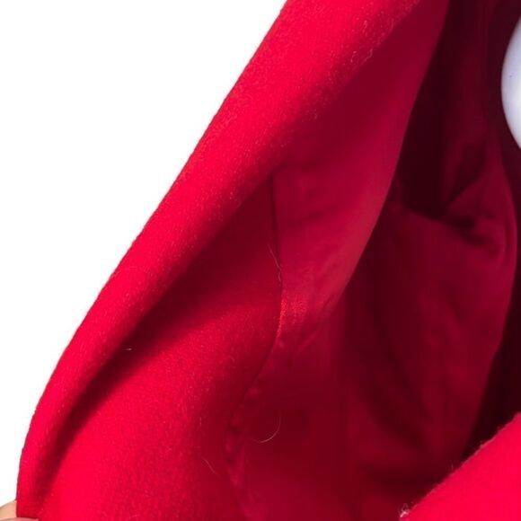 Koret  Blazer Jacket 10 Red Black 100% Wool One Button velvet trim old money - Picture 5 of 9